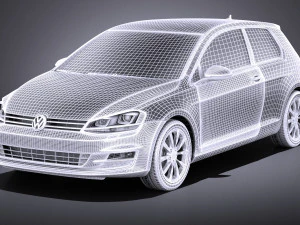 Volkswagen Golf VII 3-doors 2013 vray 3D Model