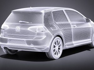 Volkswagen Golf VII 3-doors 2013 vray Model 3D