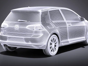 Volkswagen Golf VII 3-doors 2013 vray 3D Model