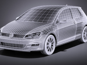 Volkswagen Golf VII 3-doors 2013 vray Model 3D