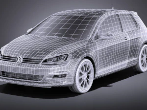 Volkswagen Golf VII 3-doors 2013 vray 3D Model