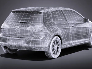 Volkswagen Golf VII 3-doors 2013 vray 3D Model