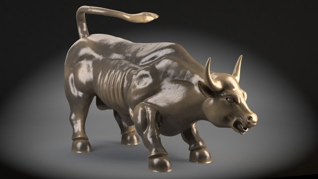 Wallstreet Bull Sculpture 3D 모델 .c4d .max .obj .3ds .fbx .stl .blend