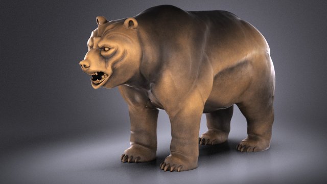 Wallstreet Bear Sculpture 3D Model .c4d .max .obj .3ds .fbx .stl .blend 