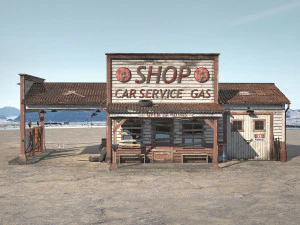 Abandoned Gas Station Route 66 3D Model