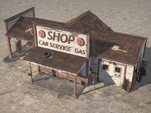 Abandoned Gas Station Route 66 3D 模型