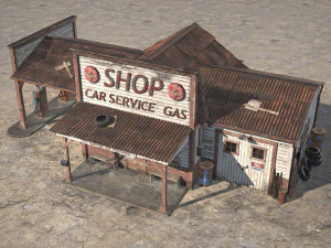 Abandoned Gas Station Route 66 3D Model