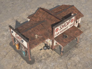 Abandoned Gas Station Route 66 3D 模型
