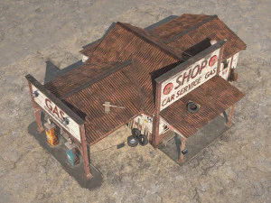 Abandoned Gas Station Route 66 3D Model