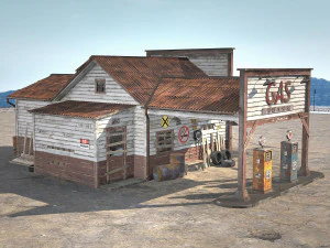 Abandoned Gas Station Route 66 3D Model