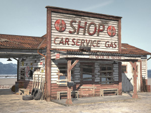 Abandoned Gas Station Route 66 3D 模型