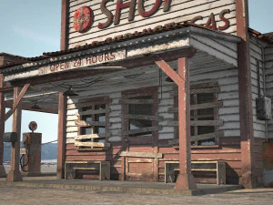 Abandoned Gas Station Route 66 3D Model