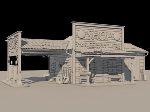 Abandoned Gas Station Route 66 3D 模型