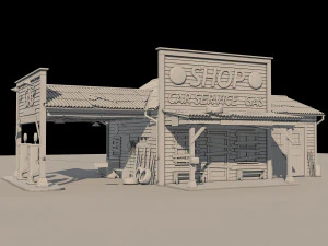 Abandoned Gas Station Route 66 3D Model