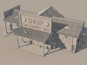 Abandoned Gas Station Route 66 3D Model