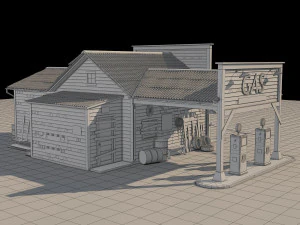Abandoned Gas Station Route 66 3D Model