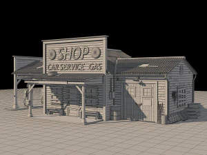 Abandoned Gas Station Route 66 3D Model