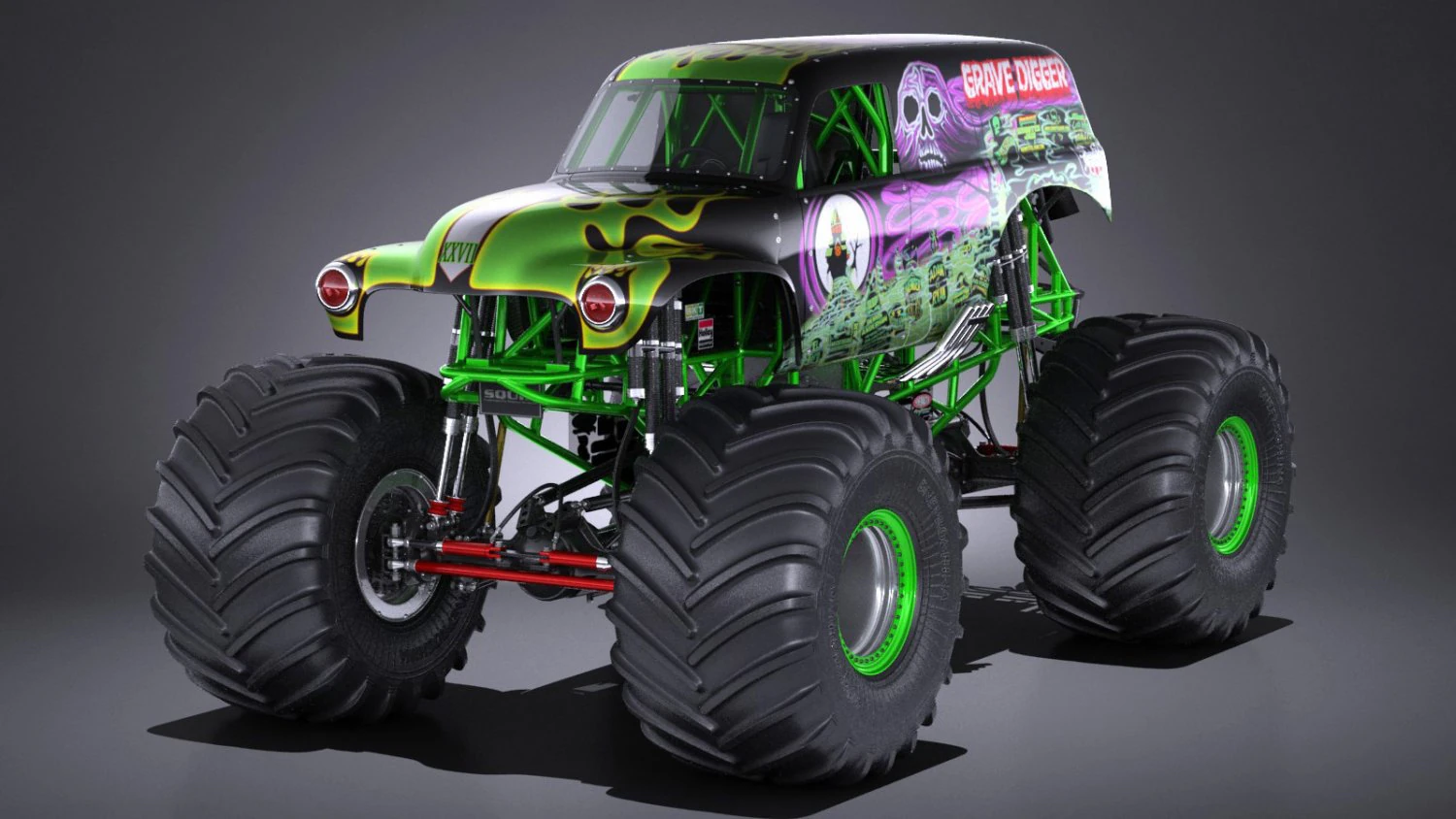 Grave Digger Monster Truck 3D Model .c4d .max .obj .3ds .fbx .stl .blend