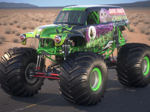 Grave Digger Monster Truck Desert 3D Model