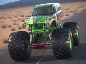 Grave Digger Monster Truck Desert Model 3D