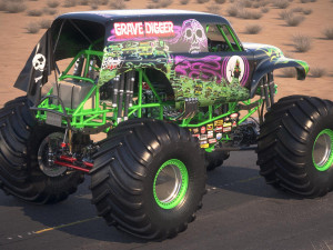 Grave Digger Monster Truck Desert Model 3D