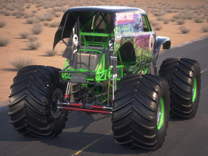 Grave Digger Monster Truck Desert Model 3D