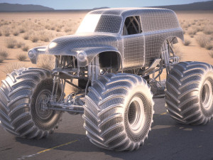 Grave Digger Monster Truck Desert Model 3D
