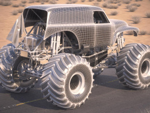 Grave Digger Monster Truck Desert Model 3D