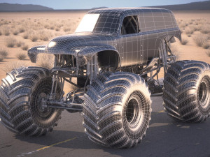 Grave Digger Monster Truck Desert Model 3D