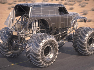 Grave Digger Monster Truck Desert Model 3D