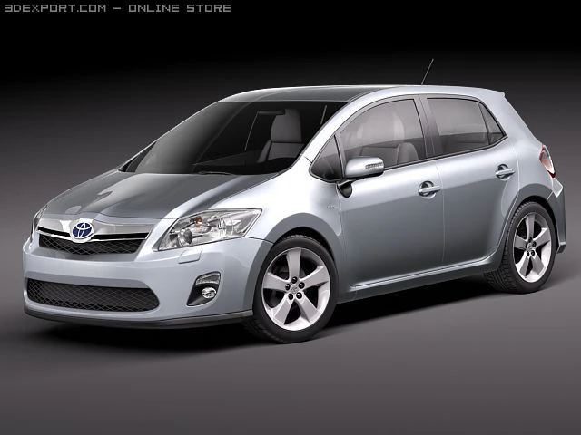 Toyota Auris HSD Hybrid 2011 3D Model .c4d .max .obj .3ds .fbx .stl .blend 