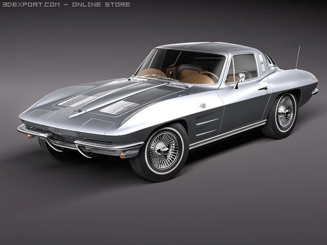 Chevrolet Corvette C2 Coupe 3D Model .c4d .max .obj .3ds .fbx .stl .blend 