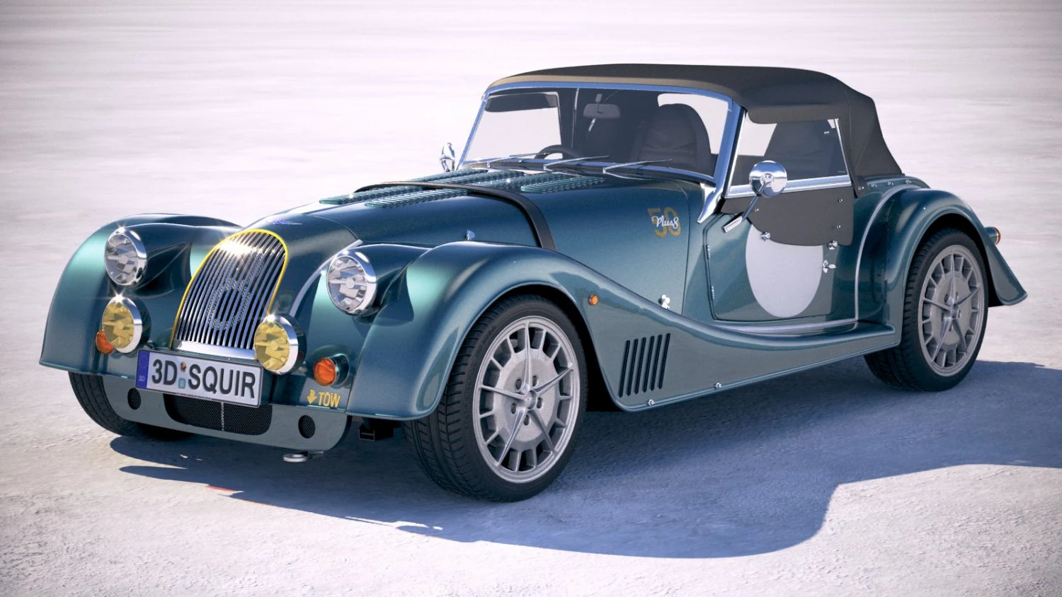 Morgan Plus 8 50th Anniversary 2018 with Roof 3D Model .c4d .max .obj .3ds .fbx .stl .blend