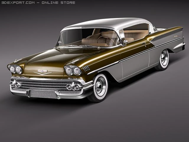Chevrolet Bel Air 1958 3D Model .c4d .max .obj .3ds .fbx .stl .blend 
