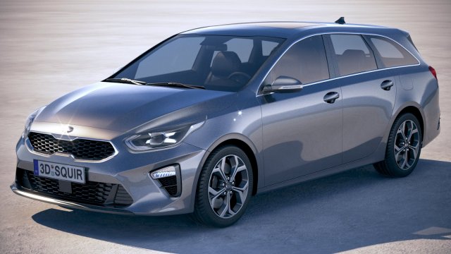 Kia Ceed Sportswagon 2019 with interior Model 3D .c4d .max .obj .3ds .fbx .stl .blend