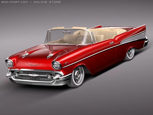 Chevrolet Bel Air Convertible 1957 3D Model .c4d .max .obj .3ds .fbx .stl .blend 