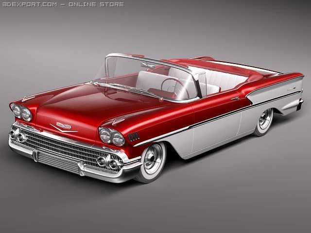 Chevrolet Bel Air 1958 Convertible 3D Model .c4d .max .obj .3ds .fbx .stl .blend 
