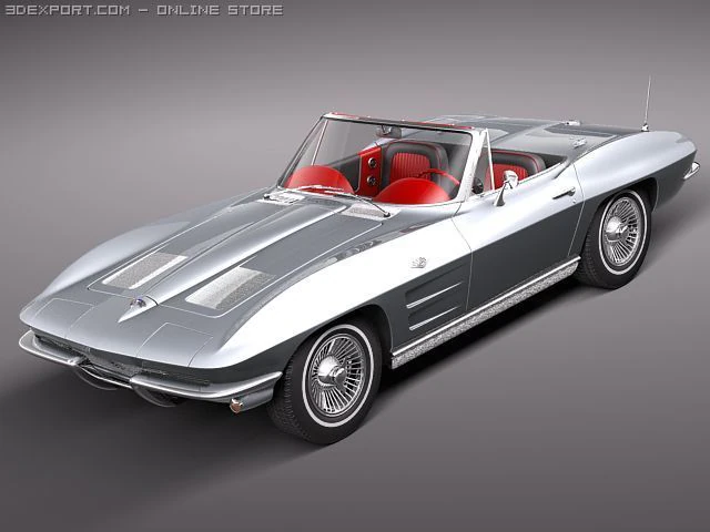 Chevrolet Corvette C2 Convertible 3D Model .c4d .max .obj .3ds .fbx .stl .blend