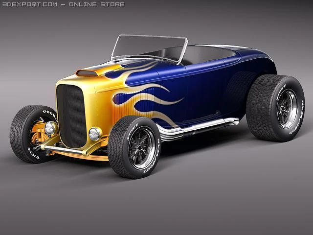 F32 Hot Rod Flame Custom 3D Model .c4d .max .obj .3ds .fbx .stl .blend 