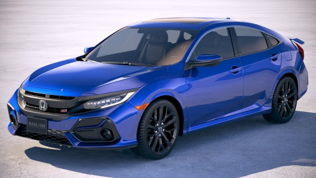 Honda Civic Si Sedan 2020 3D Модель .c4d .max .obj .3ds .fbx .stl .blend