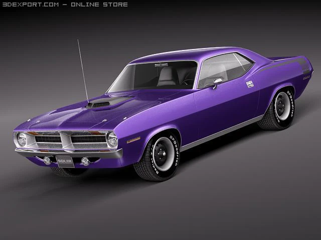 Plymouth Barracuda Hemi 1970 3D Model .c4d .max .obj .3ds .fbx .stl .blend 