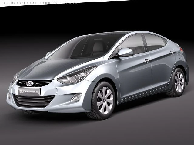 Hyundai Avante 2011 3D Model .c4d .max .obj .3ds .fbx .stl .blend 