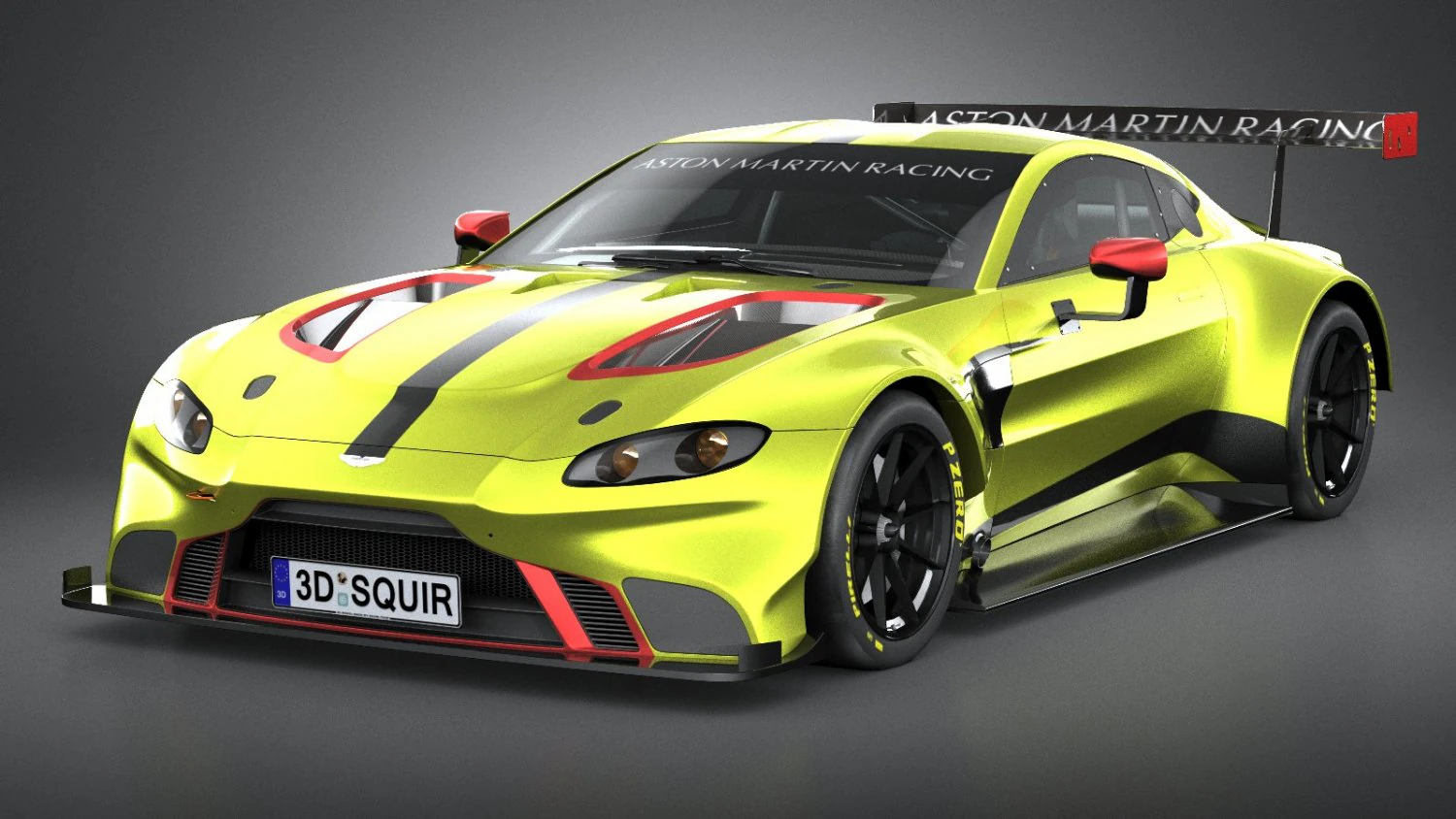 Aston Martin Vantage GTE Racecar 2018 lowpoly 3D Model .c4d .max .obj .3ds .fbx .stl .blend 