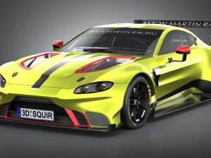 Aston Martin Vantage GTE Racecar 2018 lowpoly 3D Model