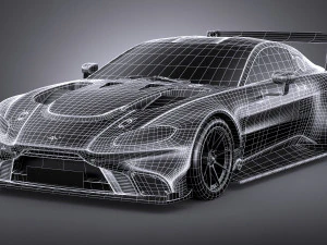 Aston Martin Vantage GTE Racecar 2018 lowpoly 3D Model
