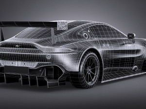 Aston Martin Vantage GTE Racecar 2018 lowpoly 3D-Modell