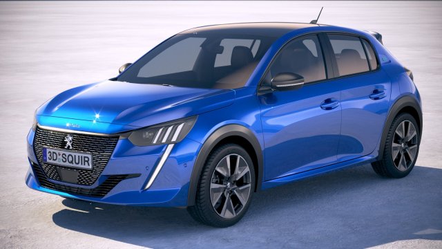 Peugeot E-208 2020 vray 3Dモデル .c4d .max .obj .3ds .fbx .stl .blend 