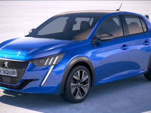 Peugeot E-208 2020 vray 3D Model