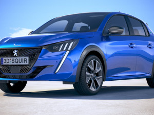 Peugeot E-208 2020 vray 3Dモデル