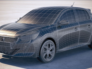 Peugeot E-208 2020 vray 3Dモデル